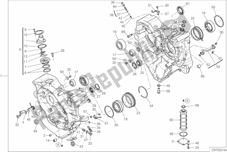 All parts for the 010 - Half-crankcases Pair of the Ducati Monster 1200 S 2017